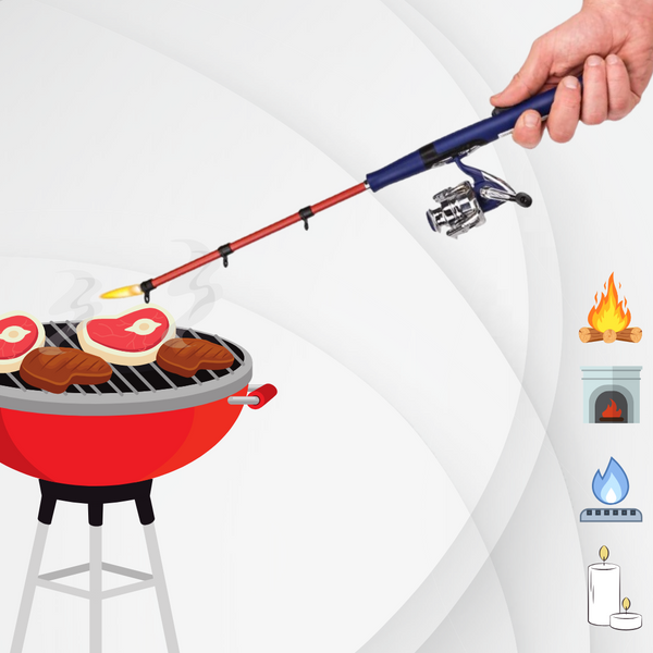 Open Face Fishing Pole BBQ Lighter, MULTICOLOR - Assorted Colors (16ct Display)