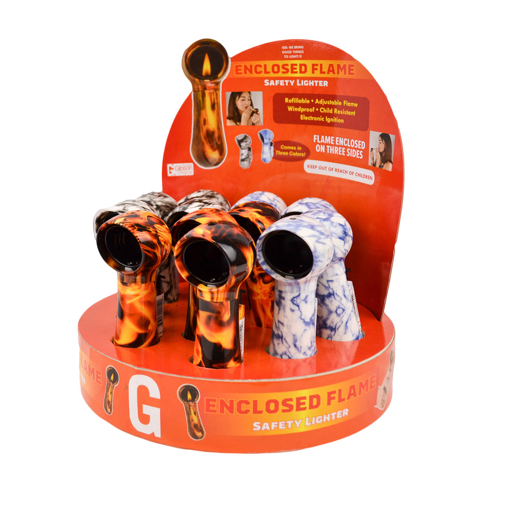 Enclosed Flame Safety Lighter (12ct Display)