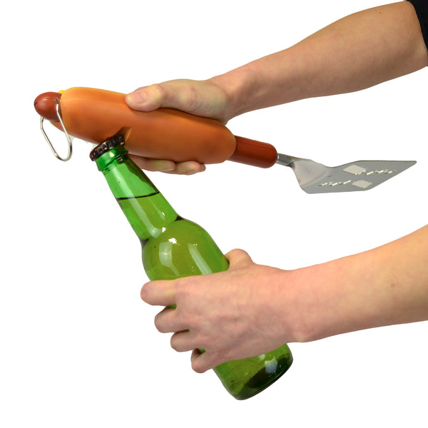 Hot Dog BBQ Spatula with Bottle Opener and Hanging Hook (8ct Display)