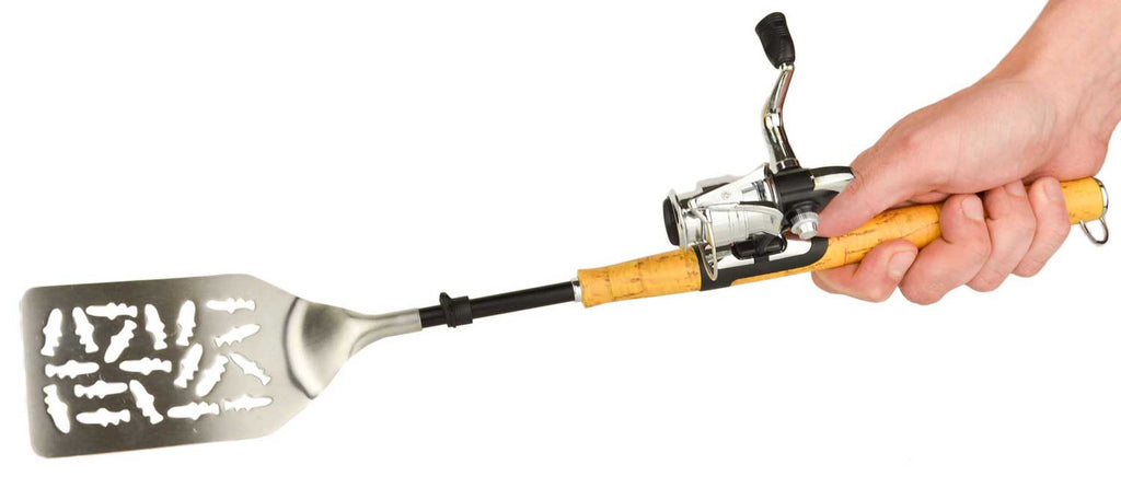 Open Face Fishing Pole BBQ Spatula – Novelty Grill Tool for Outdoor Cooking