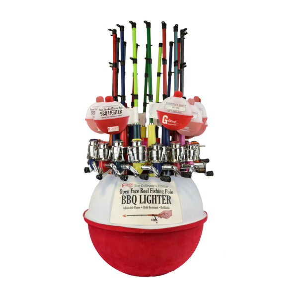 Alt: Are you looking for a unique gift? The Open Face Fishing Pole Barbeque Lighter is perfect for that hard-to-buy-for person in your life. The realistic Open Face Fishing Pole Barbeque Lighter even has a bobbing spinner wheel – just like the real thing! Makes a great gift for the avid fisher in the family. Reliable multipurpose lighter with long design to keep hands away from the flame for comfort and safety. Fun and easy to use, refillable, child resistant, durable.