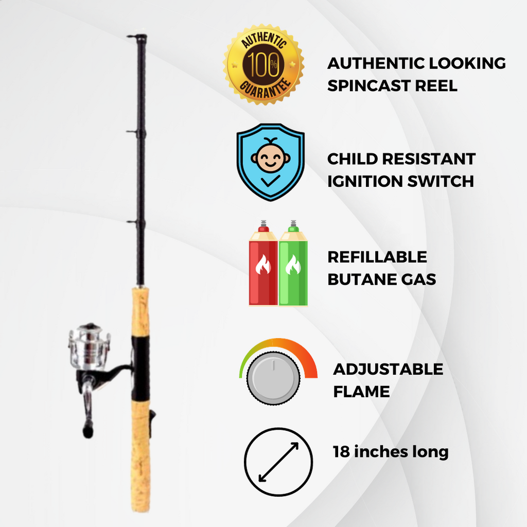 Open Face Spinning Reel Fishing Pole BBQ Lighter Display – Natures Window