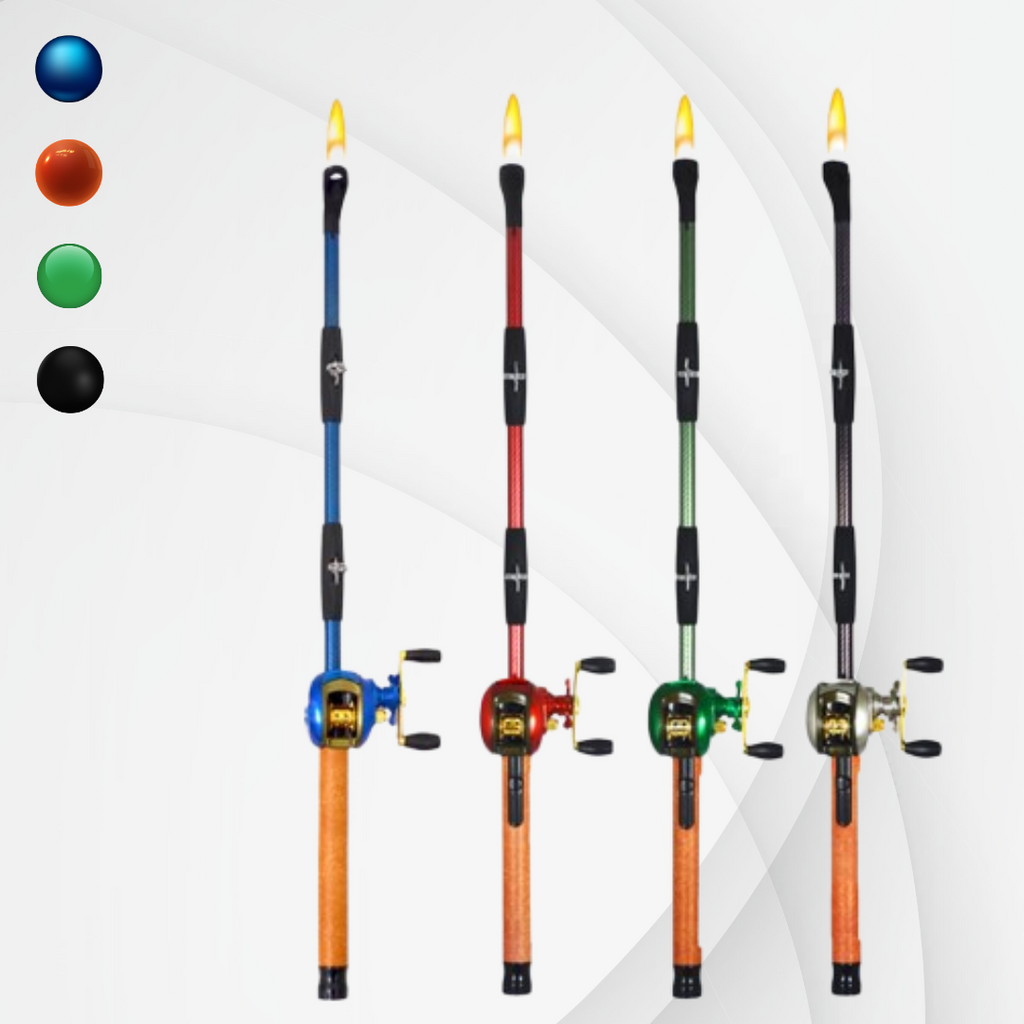 colorful fishing pole Bait Cast Fishing Pole BBQ Lighter (16ct Display)