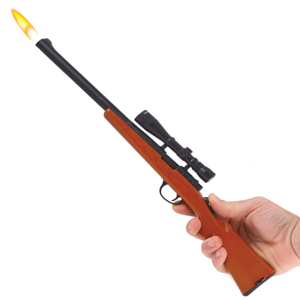 Bolt Action Rifle BBQ Lighter - In Hand with Flame