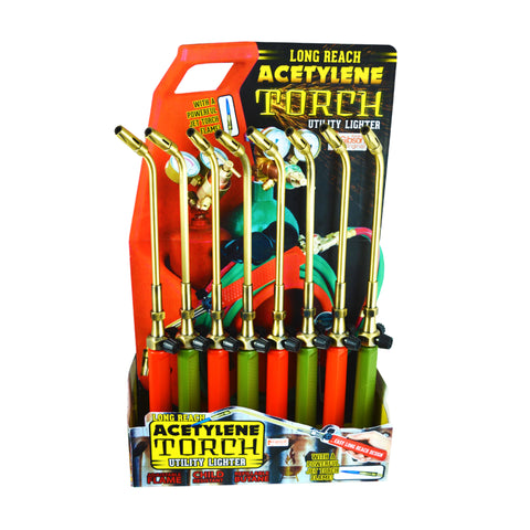 The Gibson Acetylene Torch Utility lighter is a long reach multipurpose lighter shaped like a real acetylene torch. Comes in a 16 piece display, in orange and green, shown in red and green assortment.