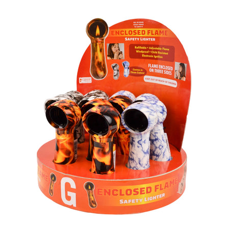 Enclosed Flame Safety Lighter (12ct Display)