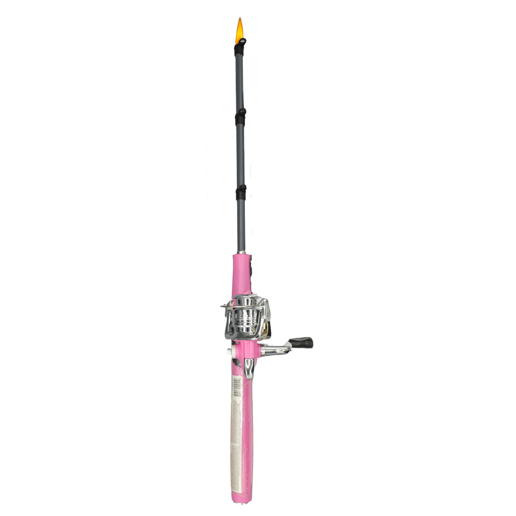 Open Face Fishing Pole BBQ Lighter Pink/Grey