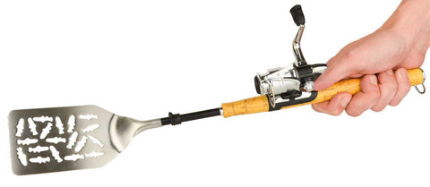 Open Face Fishing Pole BBQ Spatula – Novelty Grill Tool for Outdoor Cooking